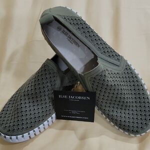 Ilse Jacobsen Green Loafers Slip-On Shoes